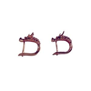 Rose Gold tone Dragon hoop earrings.